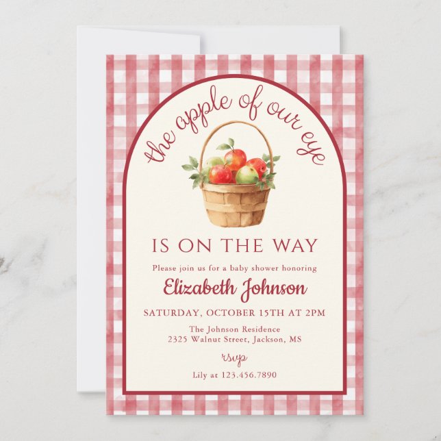 Invitación de Baby Shower de Manzana de Nuestro Oj (Anverso)