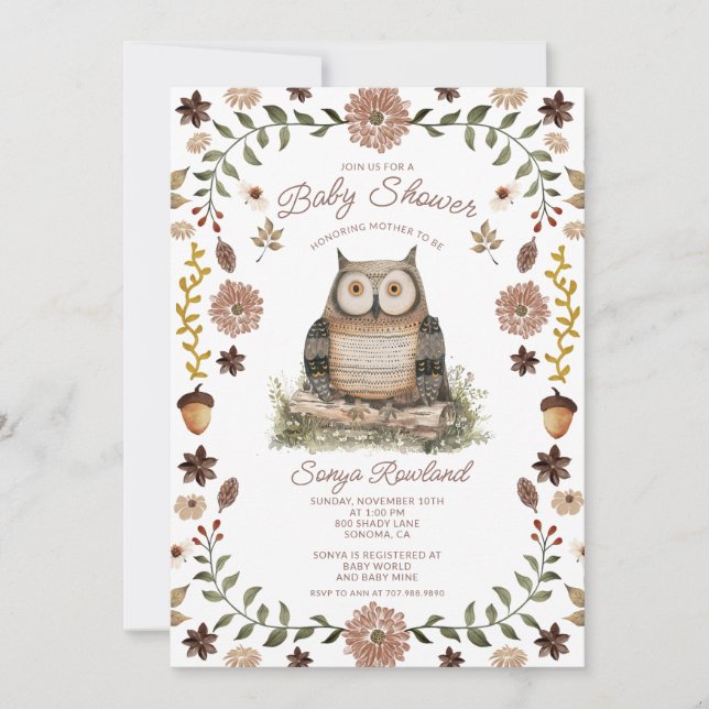 Invitación de Baby Shower de Mapache del Bosque (Anverso)