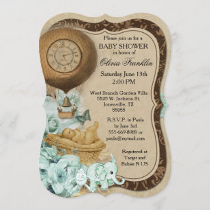 Invitación de Baby Shower de marca antigua
