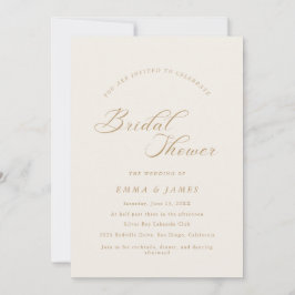 Invitación de Baby Shower de Marfil y Oro con Enca