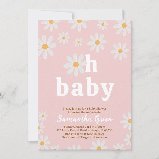 Invitación de Baby Shower de Margarita (Anverso)