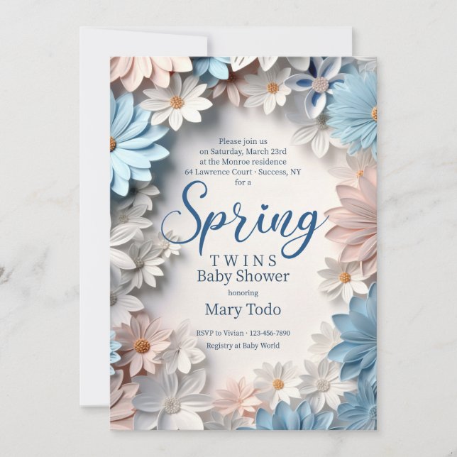 Invitación de Baby Shower de Margaritas de Primave (Anverso)