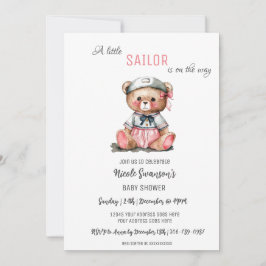 Invitación de Baby Shower de marinero rosado Nauti