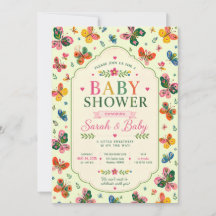 Invitación de Baby Shower de Mariposa Colorida
