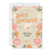 Invitación de Baby Shower de Mariposa Floral
