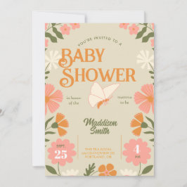 Invitación de Baby Shower de Mariposa Floral