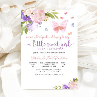 Invitación de Baby Shower de Mariposa Floral