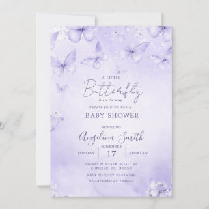 Invitación de Baby Shower de Mariposa Lavanda Niña
