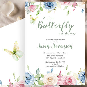 Invitación de Baby Shower de Mariposa Neutral en c