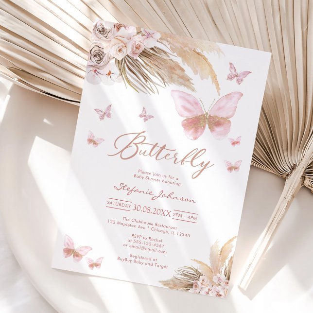 Invitación de Baby Shower de Mariposa Pampas (Subido por el creador)
