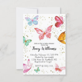Invitación de baby shower de mariposas pastel boni