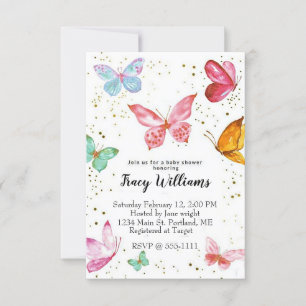 Invitación de baby shower de mariposas pastel boni