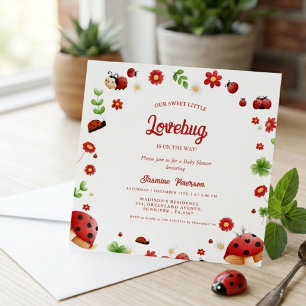 Invitación de baby shower de mariquita del jardín