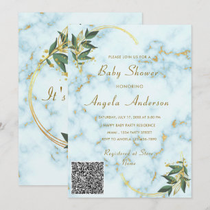 Invitación de Baby Shower de mármol moderno con có