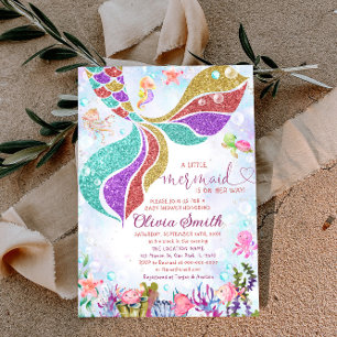 Invitación de Baby Shower de Mermaid Under Sea Chi