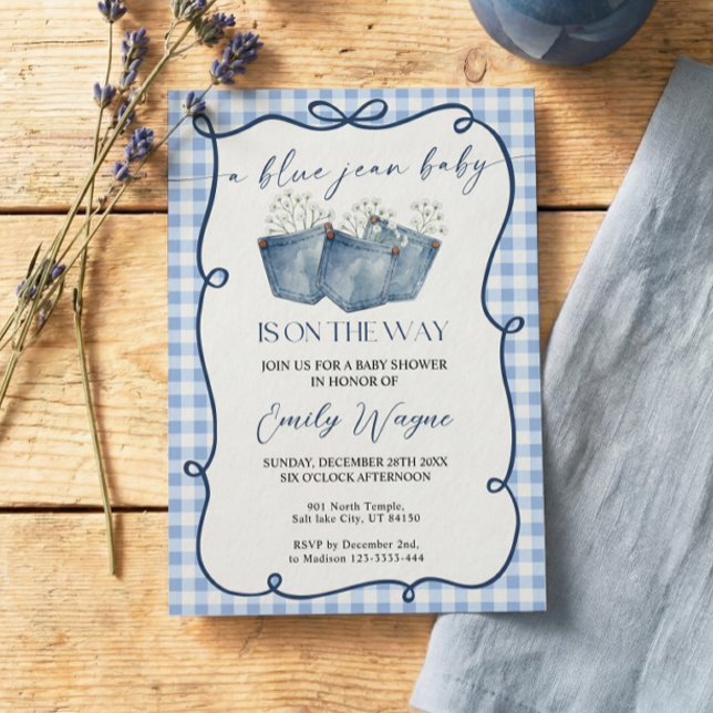 Invitación de baby shower de mezclilla azul (Subido por el creador)