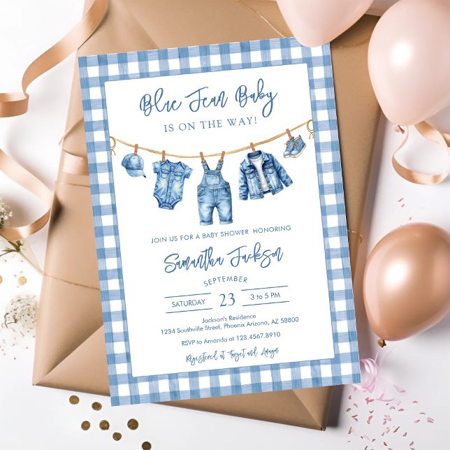 Invitación de baby shower de mezclilla azul (Subido por el creador)