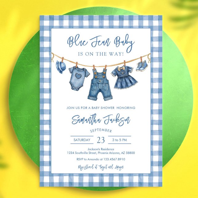 Invitación de baby shower de mezclilla azul (Subido por el creador)