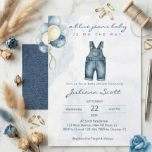 Invitación de Baby Shower de Mezclilla para Bebé e
