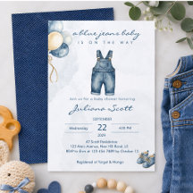 Invitación de Baby Shower de Mezclilla para Bebé e