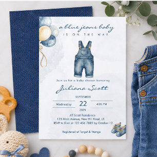 Invitación de Baby Shower de Mezclilla para Bebé e
