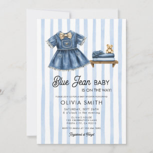 Invitación de baby shower de mezclilla para niña