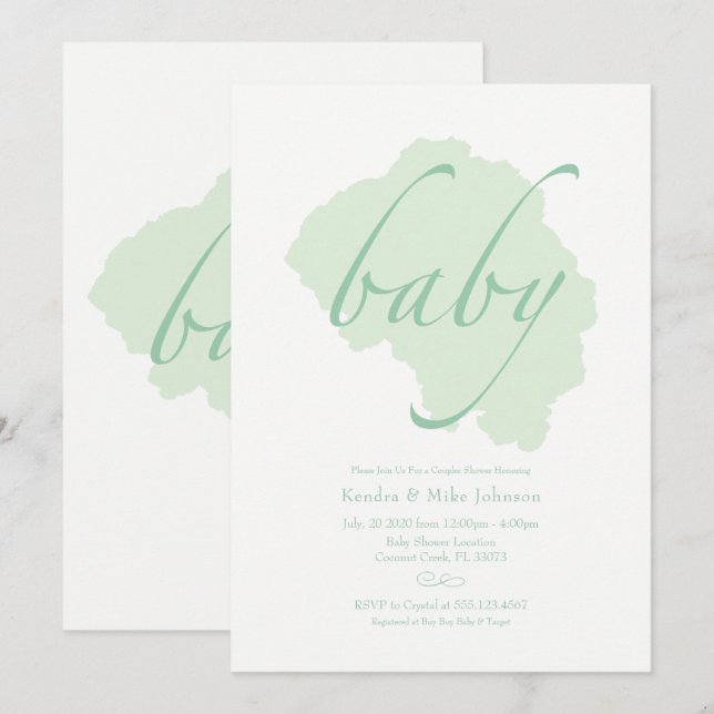 Invitación de Baby Shower de Mint Delicate (Anverso / Reverso)