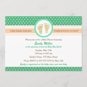 Invitación de Baby Shower de Mint Green Peach