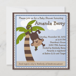 Invitación de Baby Shower de mona/mono