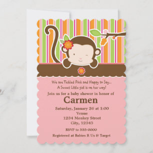Invitación de Baby Shower de Mona Niña Peek A Boo