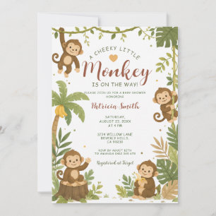 Invitación de Baby Shower de Mono Travieso Jungle