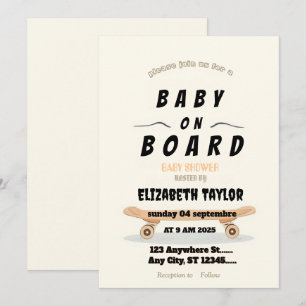 Invitación de Baby Shower de monopatín Baby on Boa