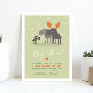 Invitación de Baby Shower de Moose Deer Family Par