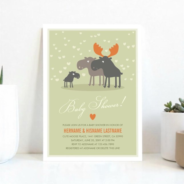 Invitación de Baby Shower de Moose Deer Family Par (Subido por el creador)