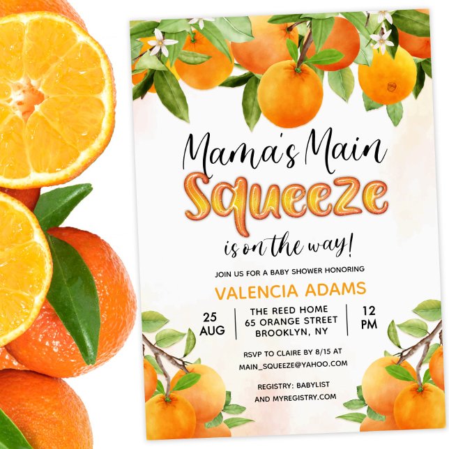 Invitación de baby shower de naranja Main Squeeze (Subido por el creador)