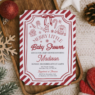 Invitación de Baby Shower de Navidad Little Merry