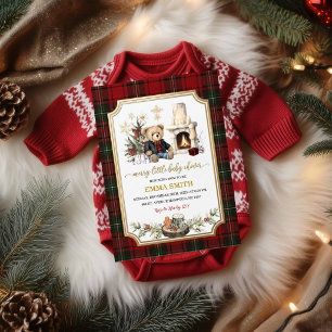 Invitación de Baby Shower de Navidad Oso de Pelu