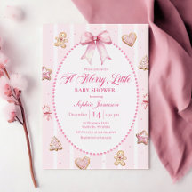 Invitación de baby shower de Navidad rosa