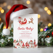 Invitación de Baby Shower de Navidad Santa Baby