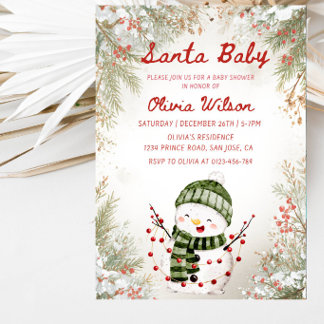 Invitación de Baby Shower de Navidad Santa Baby