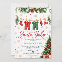 Invitación de Baby Shower de Navidad Santa Baby