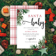Invitación de baby shower de Navidad Santa bebé