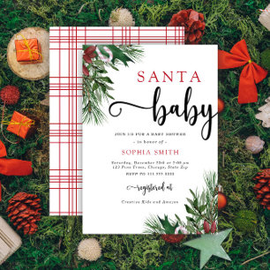 Invitación de baby shower de Navidad Santa bebé