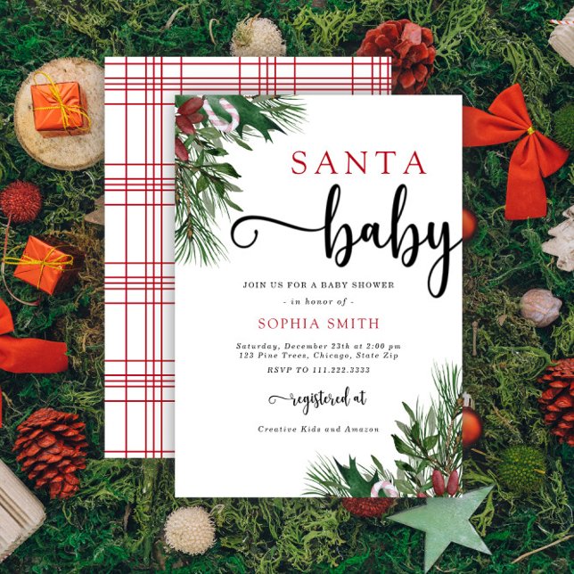 Invitación de baby shower de Navidad Santa bebé (Subido por el creador)