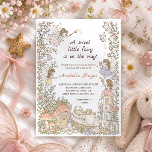 Invitación de Baby Shower de niña al jardín de had