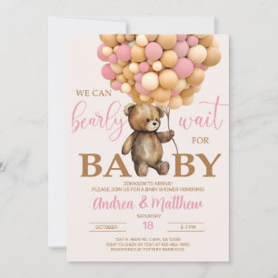 Invitación de baby shower de niña 'Apenas podemos 