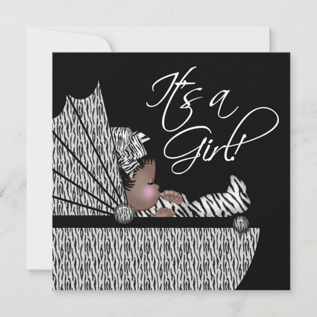 Invitación de Baby Shower de Niña Bebé Cebra Dulce (Anverso)