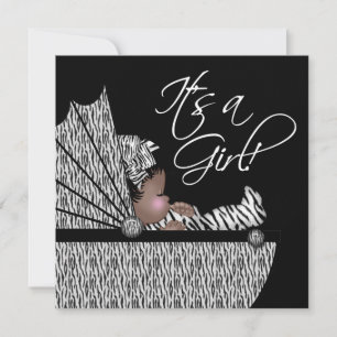 Invitación de Baby Shower de Niña Bebé Cebra Dulce