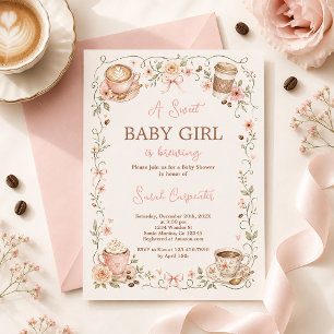 invitación de baby shower de niña bebé en preparac