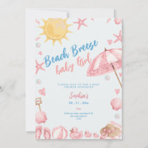 invitación de baby shower de niña brisa de playa r